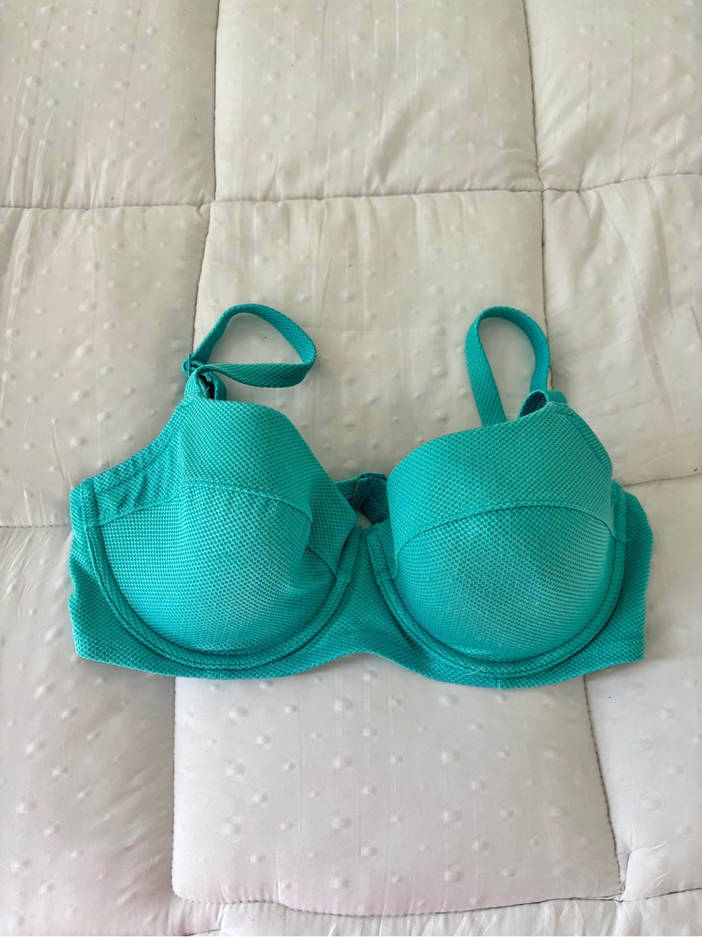 aerie Teal Molded Underwire pique Swim Bra 38D